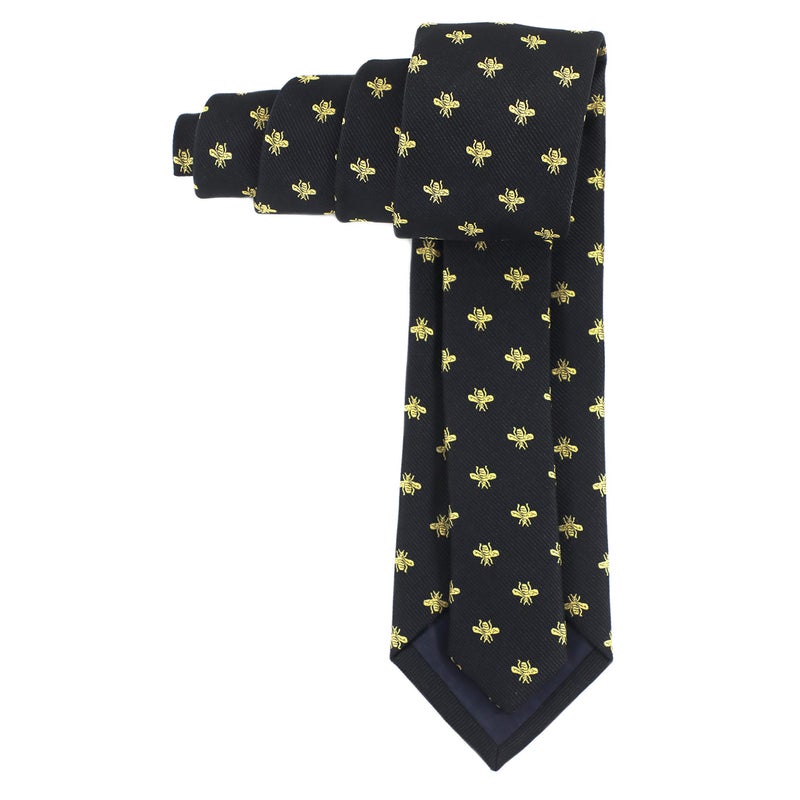 MENDEPOT Bee Necktie With Box Microfiber Jacquard Gold Bee Pattern tie - Image 3